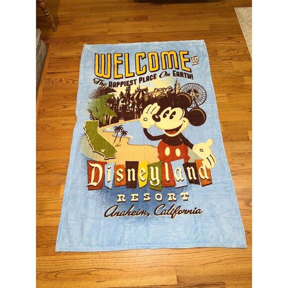 Disney Parks Other - Disney Parks Mickey Mouse Fleece Throw Blanket Disneyland California 38x66 EXC